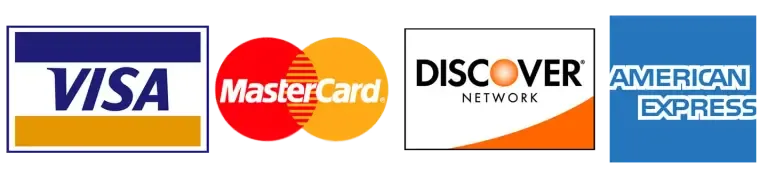 Accepted payment methods: Visa, MasterCard, Discover, American Express