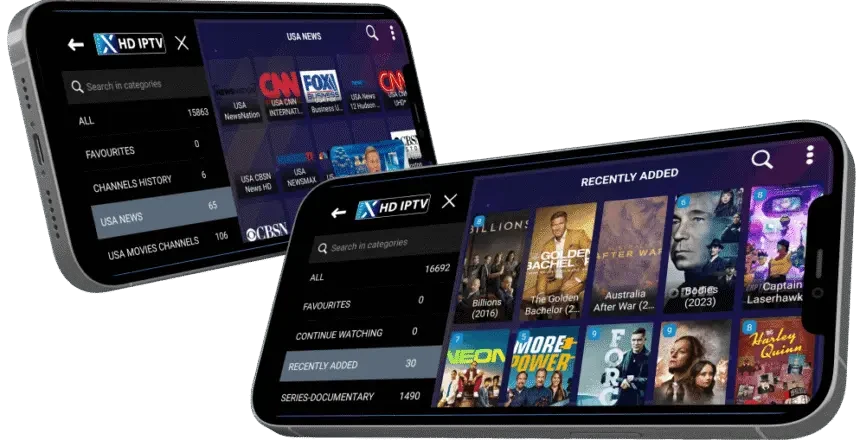 Xtreme HD IPTV app displayed on mobile screens
