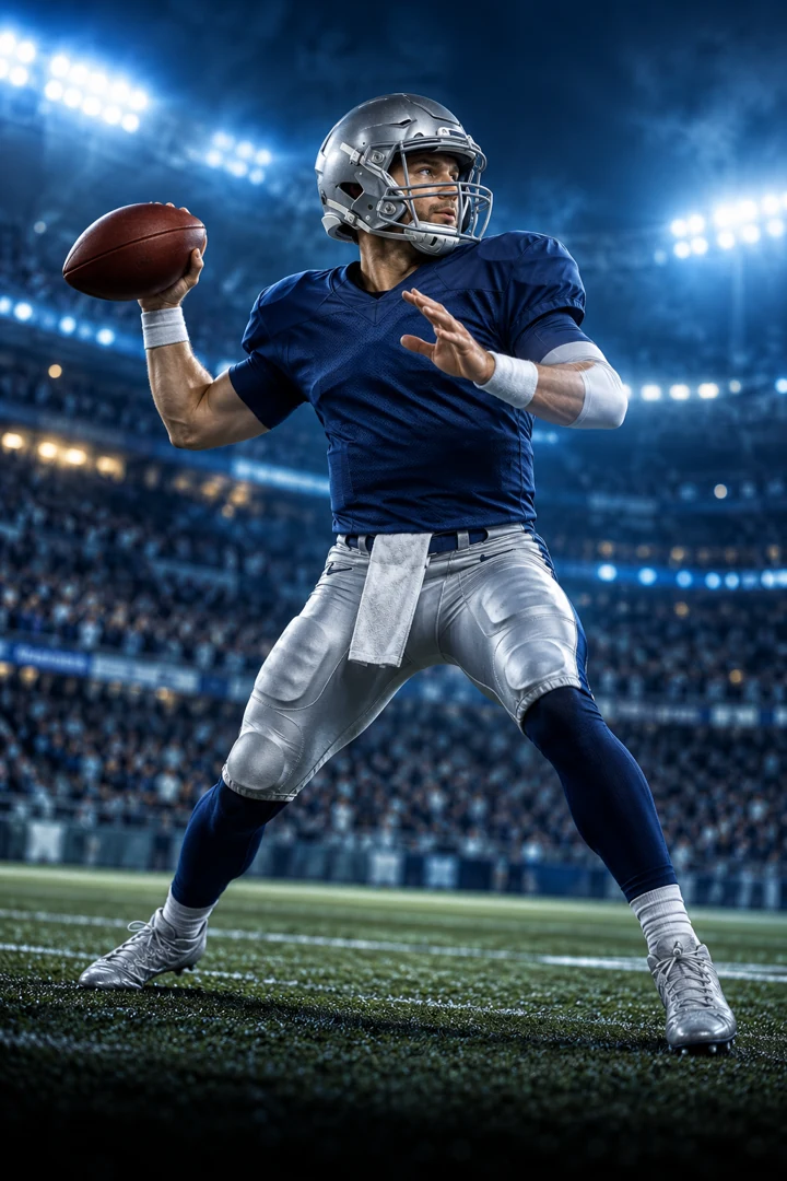 AI-generated American football quarterback