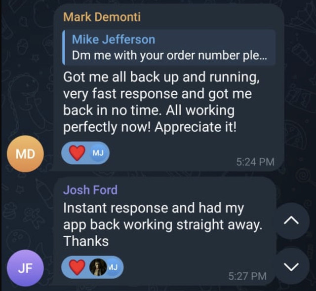 Telegram Customer Review for Xtreme HD IPTV