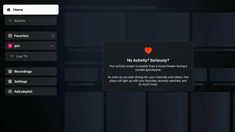 UHF Love your IPTV app home screen on Mac